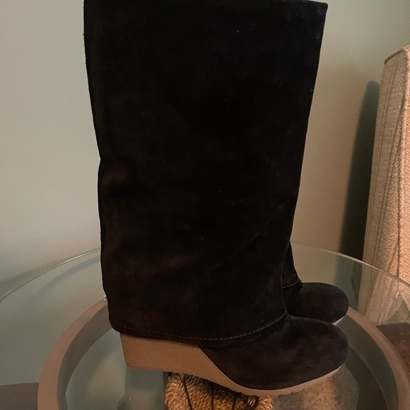 MRKT Black Suede wedge boots Size 10 - Picture 1 of 7